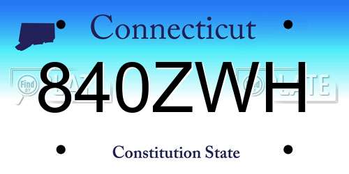 840ZWH Connecticut License Plate