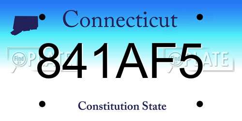841AF5 Connecticut License Plate