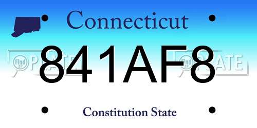 841AF8 Connecticut License Plate