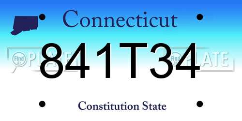 841T34 Connecticut License Plate