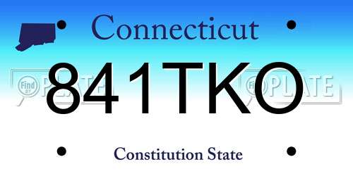 841TKO Connecticut License Plate