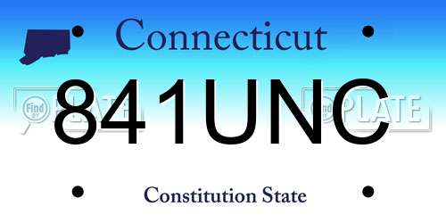 841UNC Connecticut License Plate