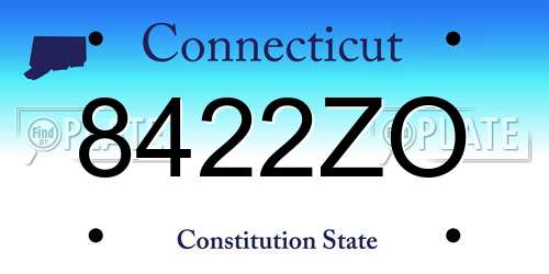 8422ZO Connecticut License Plate