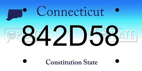 842D58 Connecticut License Plate