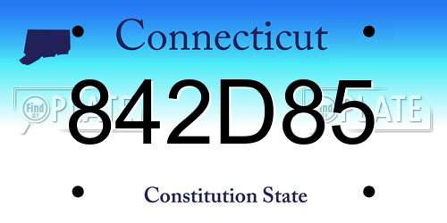 842D85 Connecticut License Plate