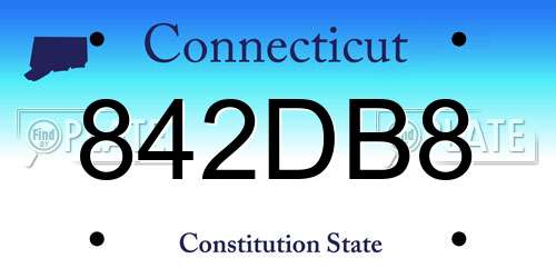 842DB8 Connecticut License Plate