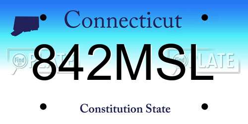 842MSL Connecticut License Plate