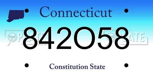 842O58 Connecticut License Plate