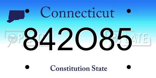 842O85 Connecticut License Plate