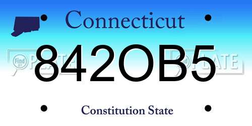 842OB5 Connecticut License Plate