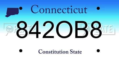 842OB8 Connecticut License Plate