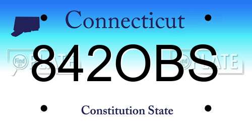 842OBS Connecticut License Plate