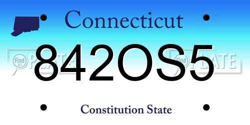 842OS5 Connecticut License Plate