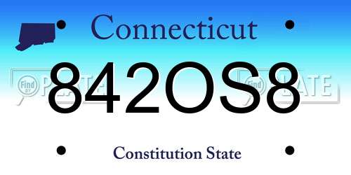 842OS8 Connecticut License Plate