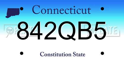 842QB5 Connecticut License Plate
