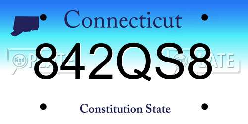 842QS8 Connecticut License Plate