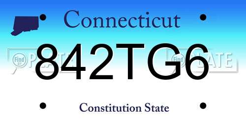 842TG6 Connecticut License Plate