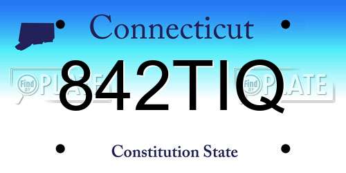 842TIQ Connecticut License Plate