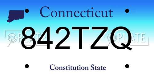 842TZQ Connecticut License Plate