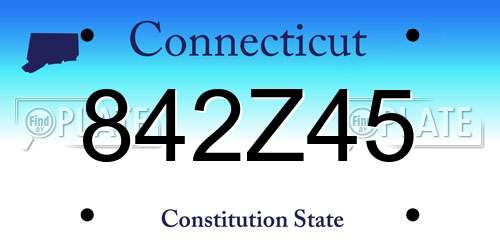 842Z45 Connecticut License Plate