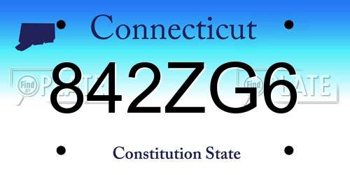 842ZG6 Connecticut License Plate
