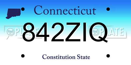 842ZIQ Connecticut License Plate
