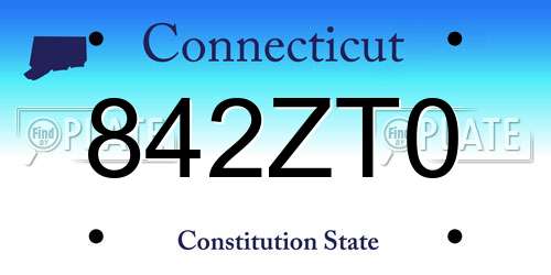 842ZT0 Connecticut License Plate