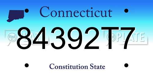 84392T7 Connecticut License Plate