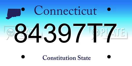 84397T7 Connecticut License Plate