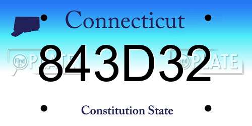 843D32 Connecticut License Plate