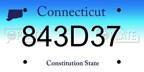843D37 Connecticut License Plate
