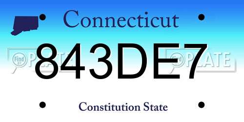843DE7 Connecticut License Plate