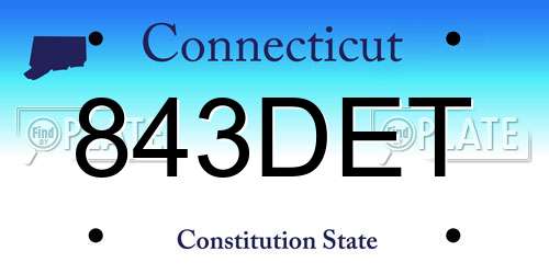 843DET Connecticut License Plate
