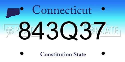 843Q37 Connecticut License Plate