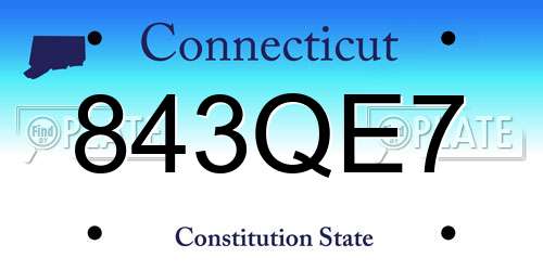 843QE7 Connecticut License Plate