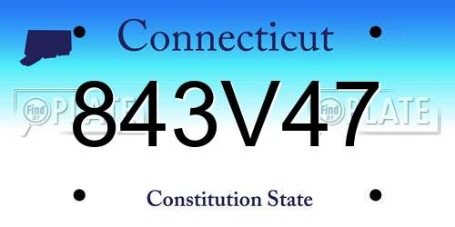 843V47 Connecticut License Plate
