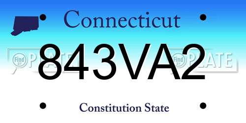 843VA2 Connecticut License Plate