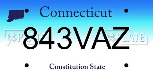 843VAZ Connecticut License Plate