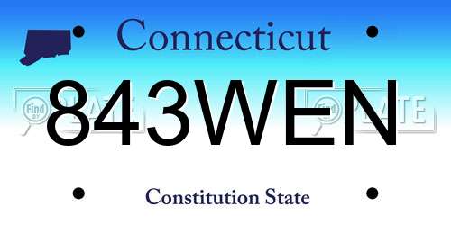 843WEN Connecticut License Plate