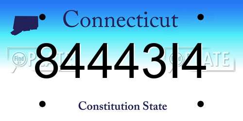 84443I4 Connecticut License Plate