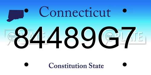 84489G7 Connecticut License Plate