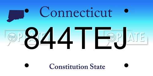 844TEJ Connecticut License Plate