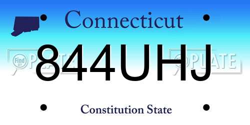 844UHJ Connecticut License Plate