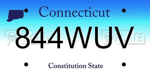 844WUV Connecticut License Plate