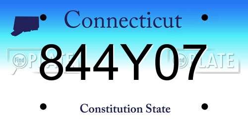 844Y07 Connecticut License Plate
