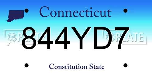 844YD7 Connecticut License Plate