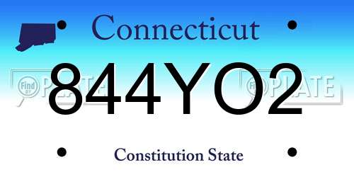 844YO2 Connecticut License Plate