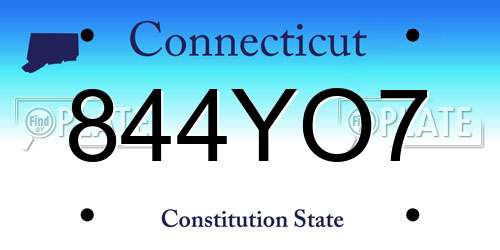 844YO7 Connecticut License Plate