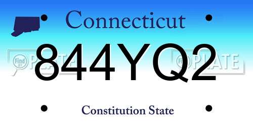844YQ2 Connecticut License Plate