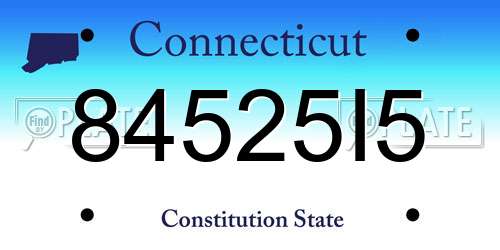 84525I5 Connecticut License Plate